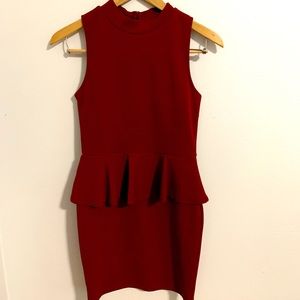 Red peplum dress